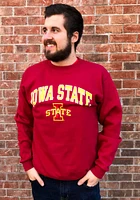 Champion Iowa State Cyclones Mens Cardinal Arch Mascot Long Sleeve Crew Sweatshirt