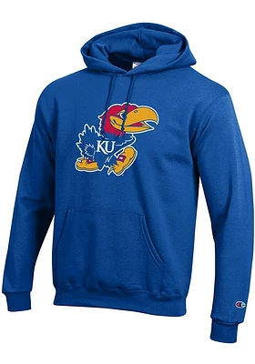 Champion Kansas Jayhawks Mens Blue Big Logo Long Sleeve Hoodie