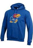 Champion Kansas Jayhawks Mens Blue Big Logo Long Sleeve Hoodie