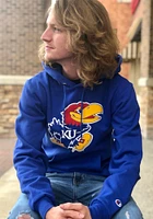 Champion Kansas Jayhawks Mens Blue Big Logo Long Sleeve Hoodie