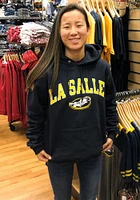 Champion La Salle Explorers Mens Navy Blue Arch Mascot Long Sleeve Hoodie