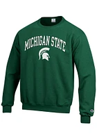 Champion Michigan State Spartans Mens Green Arch Mascot Edition Long Sleeve Crew Sweatshirt