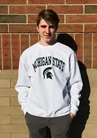 Champion Michigan State Spartans Mens White Arch Mascot Long Sleeve Crew Sweatshirt