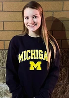 Champion Michigan Wolverines Mens Blue Arch Mascot Long Sleeve Crew Sweatshirt