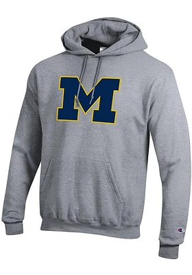 Champion Michigan Wolverines Mens Grey Big Logo Long Sleeve Hoodie