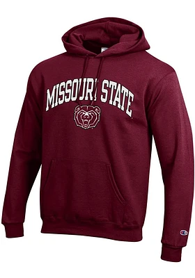 Champion Missouri State Bears Mens Maroon Arch Mascot Long Sleeve Hoodie
