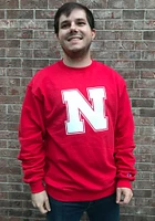 Champion Nebraska Cornhuskers Mens Red Big Logo Long Sleeve Crew Sweatshirt