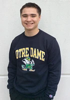 Champion Notre Dame Fighting Irish Mens Navy Blue Arch Mascot Long Sleeve Crew Sweatshirt