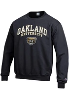 Champion Oakland University Golden Grizzlies Mens Black Arch Mascot Long Sleeve Crew Sweatshirt