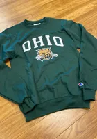 Champion Ohio Bobcats Mens Green Arch Mascot Long Sleeve Crew Sweatshirt