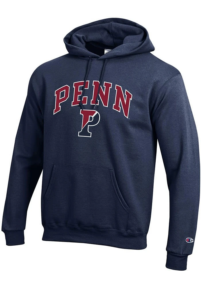 Champion Pennsylvania Quakers Mens Navy Blue Arch Mascot Long Sleeve Hoodie