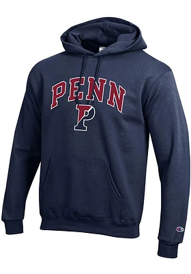 Champion Pennsylvania Quakers Mens Navy Blue Arch Mascot Long Sleeve Hoodie