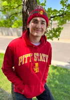 Champion Pitt State Gorillas Mens Red Arch Mascot Long Sleeve Hoodie
