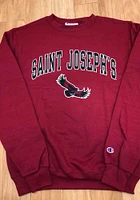 Champion Saint Josephs Hawks Mens Cardinal Arch Mascot Long Sleeve Crew Sweatshirt