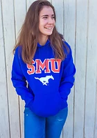 Champion SMU Mustangs Mens Blue Arch Mascot Long Sleeve Hoodie