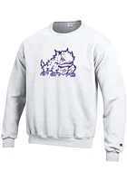 Champion TCU Horned Frogs Mens White Big Logo Long Sleeve Crew Sweatshirt
