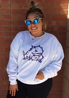 Champion TCU Horned Frogs Mens White Big Logo Long Sleeve Crew Sweatshirt