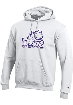 Champion TCU Horned Frogs Mens White Big Logo Long Sleeve Hoodie