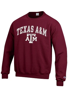 Champion Texas A&M Aggies Mens Maroon Arch Mascot Long Sleeve Crew Sweatshirt