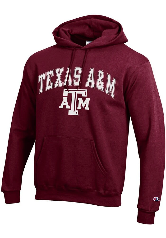 Champion Texas A&M Aggies Mens Maroon Arch Mascot Long Sleeve Hoodie