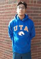 Champion UTA Mavericks Mens Blue Arch Mascot Long Sleeve Hoodie