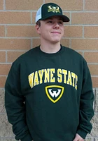 Champion Wayne State Warriors Mens Green Arch Mascot Long Sleeve Crew Sweatshirt