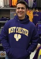 Champion West Chester Golden Rams Mens Purple Arch Mascot Long Sleeve Hoodie