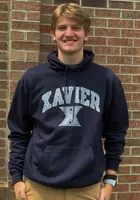 Champion Xavier Musketeers Mens Navy Blue Arch Mascot Long Sleeve Hoodie