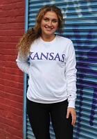 Champion Kansas Jayhawks White Rally Loud Long Sleeve T Shirt