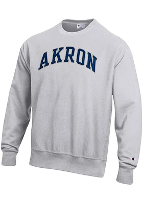 Champion Akron Zips Mens Grey Reverse Weave Long Sleeve Crew Sweatshirt