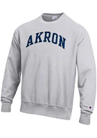 Champion Akron Zips Mens Grey Reverse Weave Long Sleeve Crew Sweatshirt