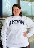 Champion Akron Zips Mens Grey Reverse Weave Long Sleeve Crew Sweatshirt
