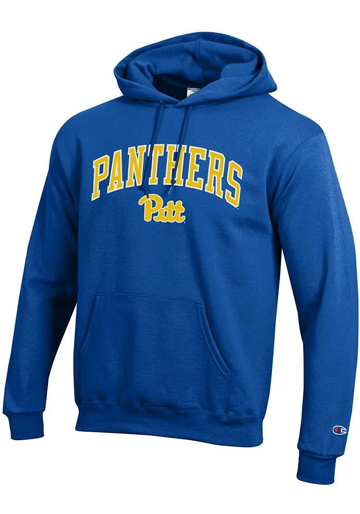 Champion Pitt Panthers Mens Blue Arch Wordmark Long Sleeve Hoodie
