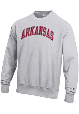 Champion Arkansas Razorbacks Mens Grey Reverse Weave Long Sleeve Crew Sweatshirt