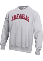 Champion Arkansas Razorbacks Mens Grey Reverse Weave Long Sleeve Crew Sweatshirt