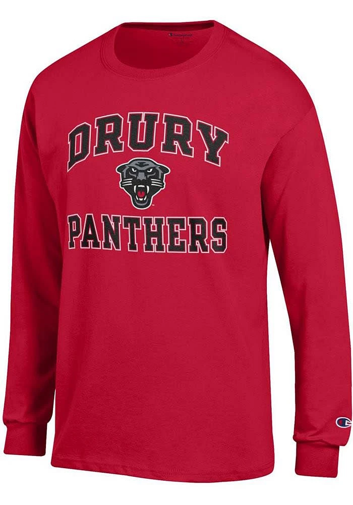 Champion Drury Panthers Red No1 Design Long Sleeve T Shirt