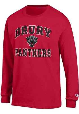 Champion Drury Panthers Red No1 Design Long Sleeve T Shirt