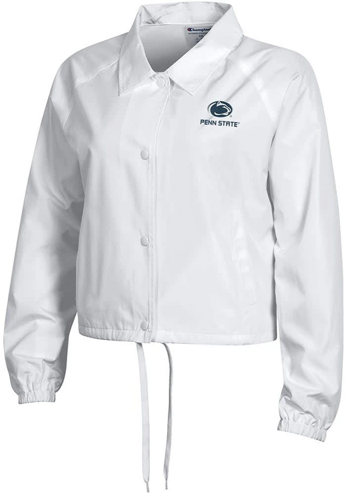 Champion Penn State Nittany Lions Womens White Crop Coaches Light Weight Jacket