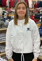 Champion Penn State Nittany Lions Womens White Crop Coaches Light Weight Jacket
