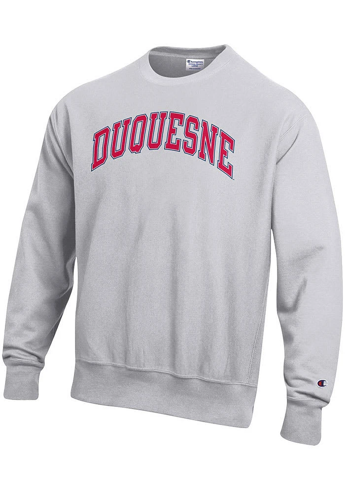 Champion Duquesne Dukes Mens Grey Reverse Weave Long Sleeve Crew Sweatshirt