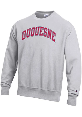 Champion Duquesne Dukes Mens Grey Reverse Weave Long Sleeve Crew Sweatshirt