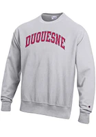 Champion Duquesne Dukes Mens Grey Reverse Weave Long Sleeve Crew Sweatshirt