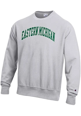 Champion Eastern Michigan Eagles Mens Grey Reverse Weave Long Sleeve Crew Sweatshirt