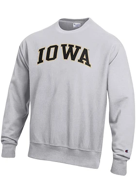 Champion Iowa Hawkeyes Mens Grey Reverse Weave Long Sleeve Crew Sweatshirt