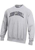 Champion John Carroll Blue Streaks Mens Grey Reverse Weave Long Sleeve Crew Sweatshirt