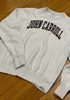 Champion John Carroll Blue Streaks Mens Grey Reverse Weave Long Sleeve Crew Sweatshirt