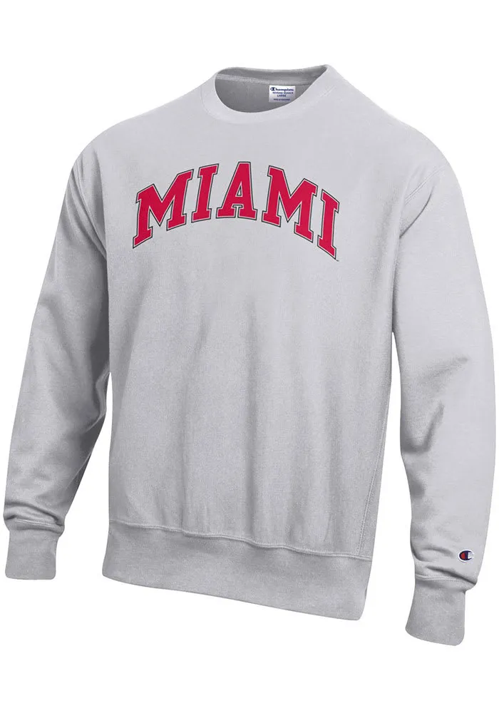 Champion Miami RedHawks Mens Reverse Weave Long Sleeve Crew Sweatshirt