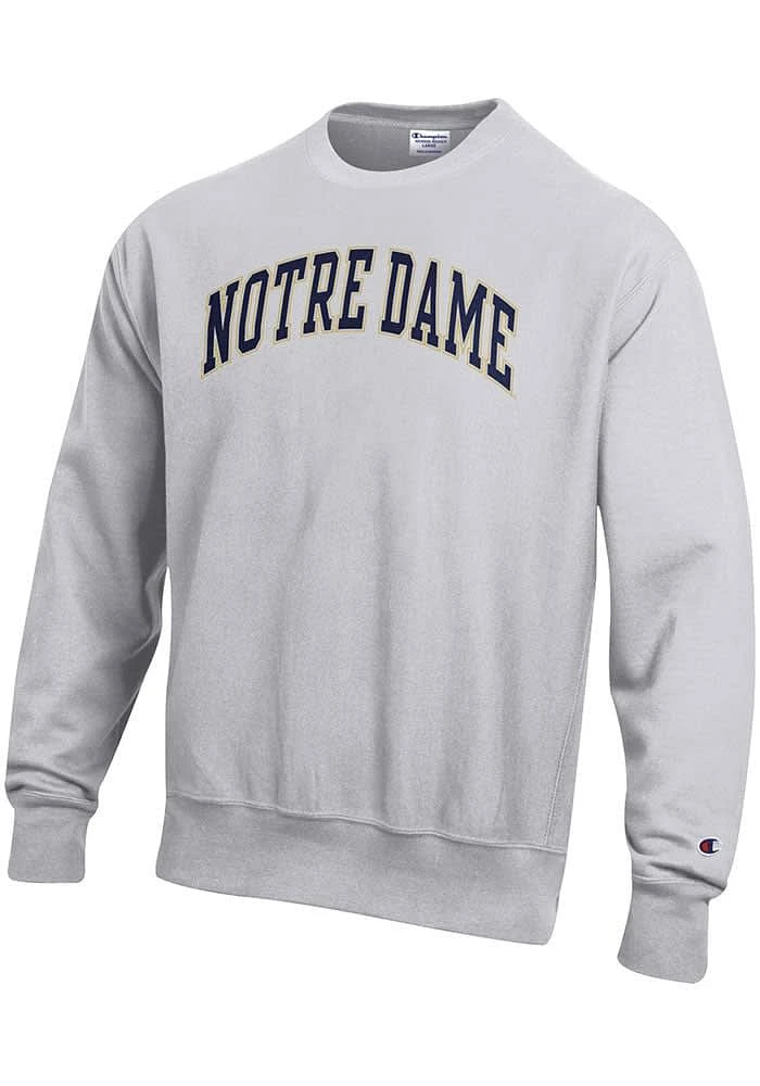 Champion Notre Dame Fighting Irish Mens Grey Reverse Weave Long Sleeve Crew Sweatshirt