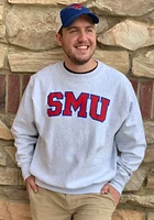 Champion SMU Mustangs Mens Grey Wordmark Reverse Weave Long Sleeve Crew Sweatshirt