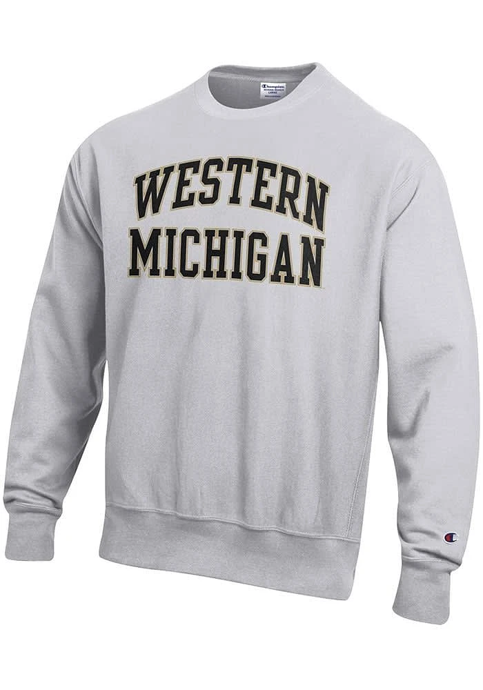 Champion Western Michigan Broncos Mens Grey Reverse Weave Long Sleeve Crew Sweatshirt